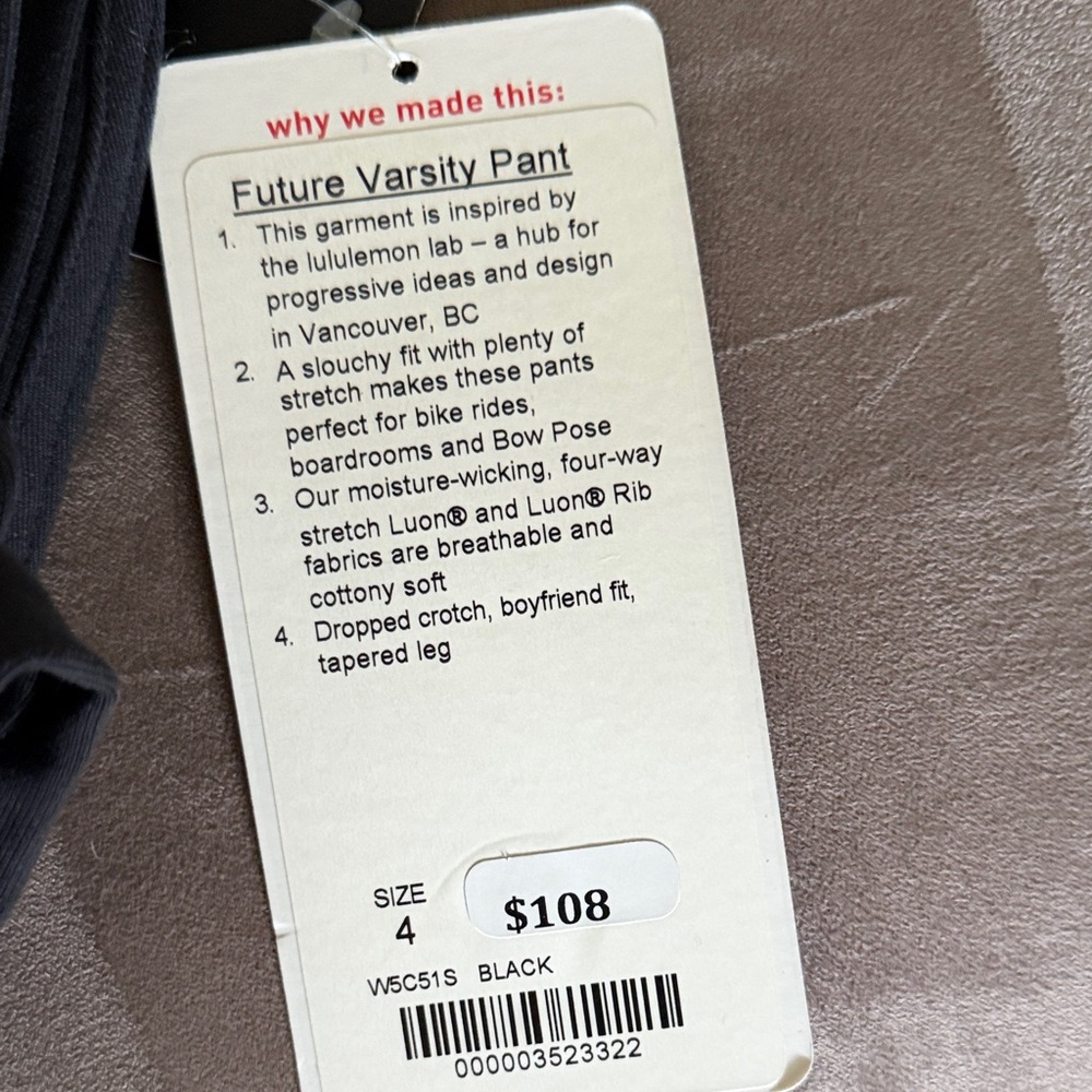 lululemon athletica Black Future Varsity Pant